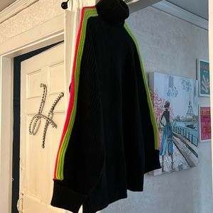 Black Cowl Neck Sweater with Neon Stripe